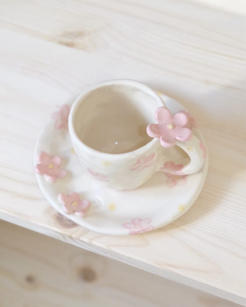 Zestaw do Espresso w Różowe Kwiatki - obrazek 7