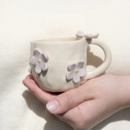 Espresso Mug with Purple Flowers