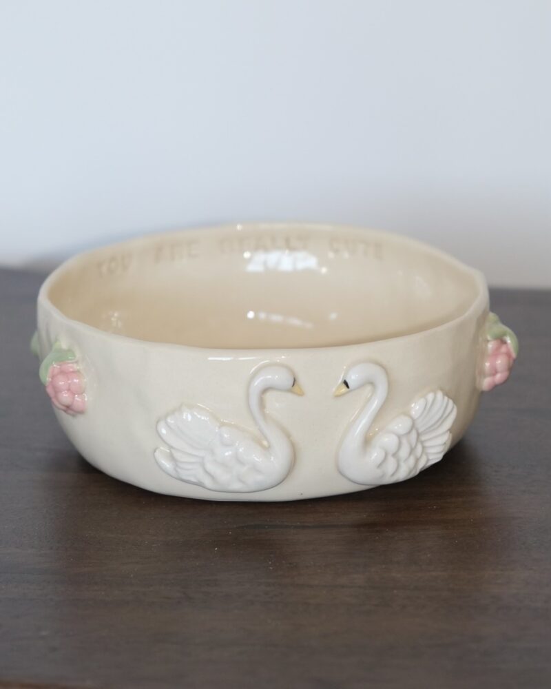 Bowl with Swans and Rasberries