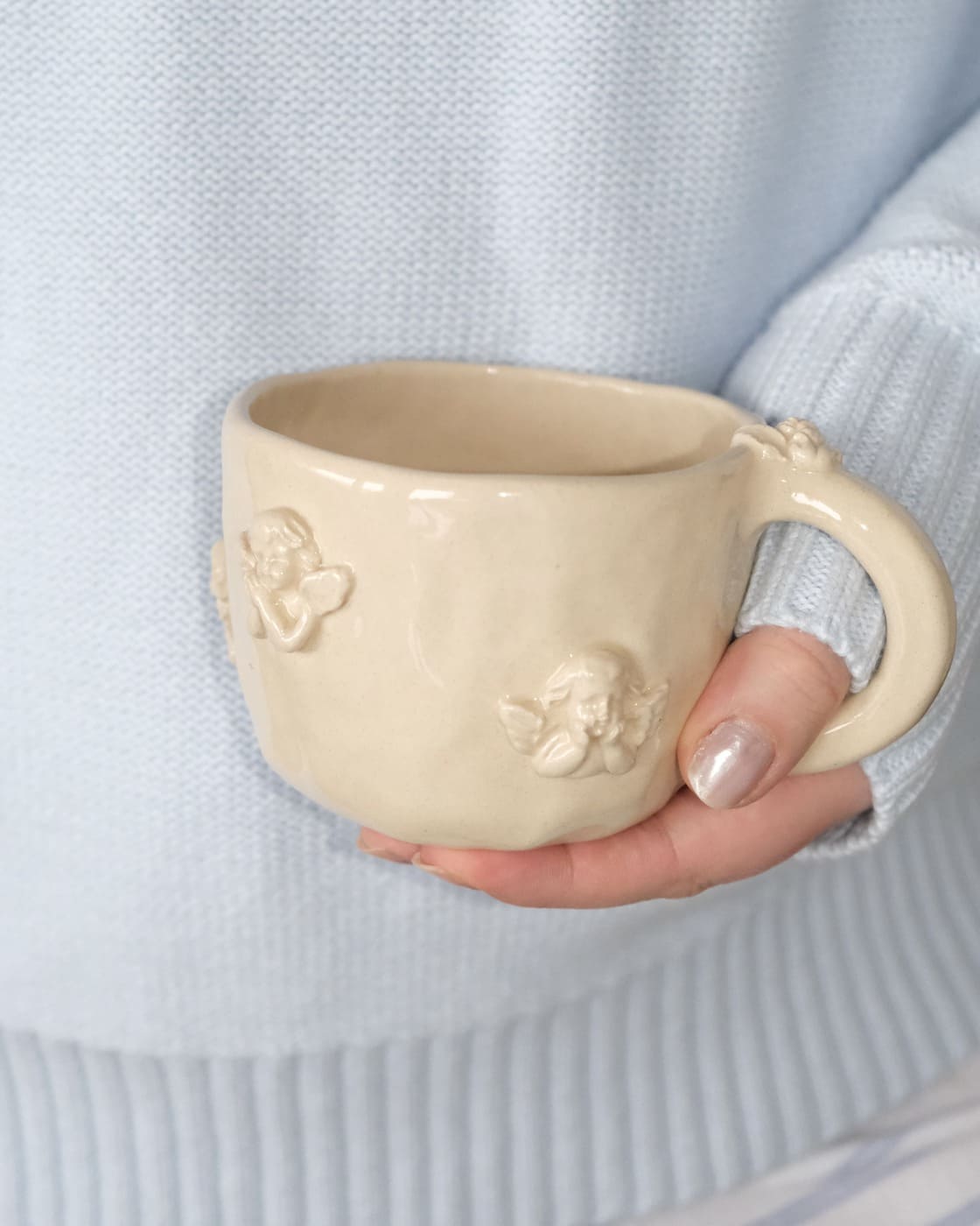 OUTLET! Medium Mug with Angels - OVAL