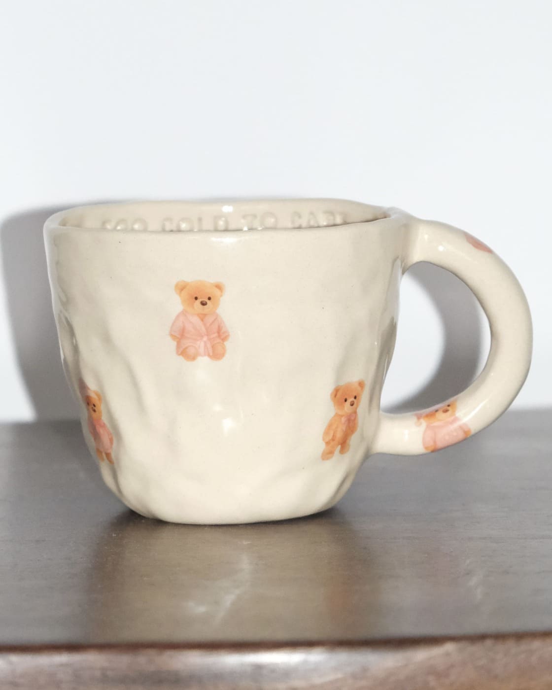 Mug with Pink Bears "Too cold to care" - Image 3