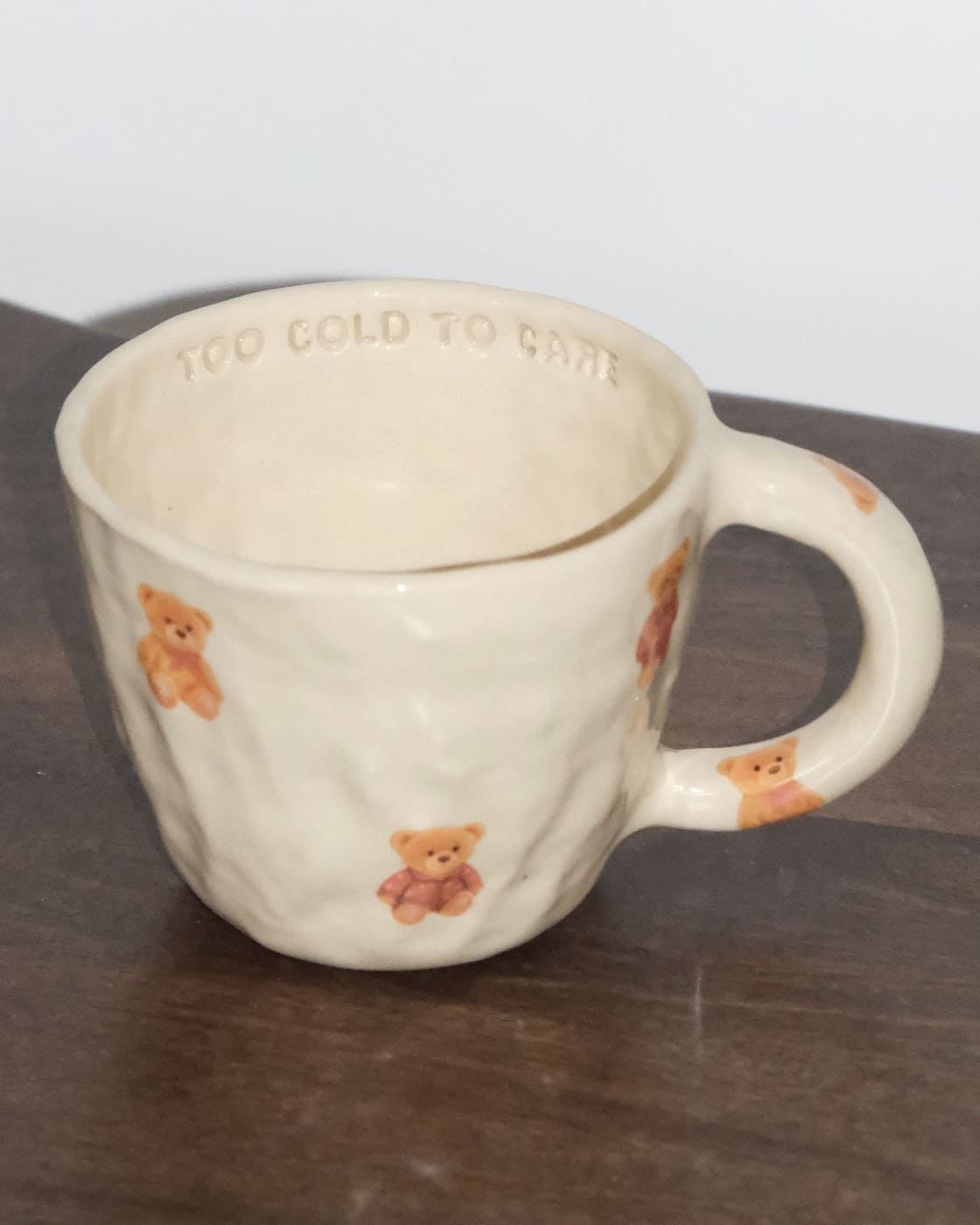 Mug with Red Bears"Too cold to care" - Image 2