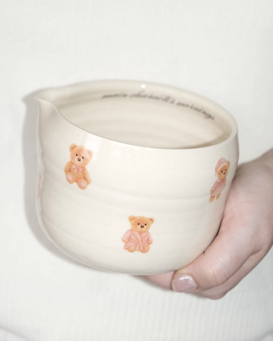 Matcha Bowl with Pink Bears