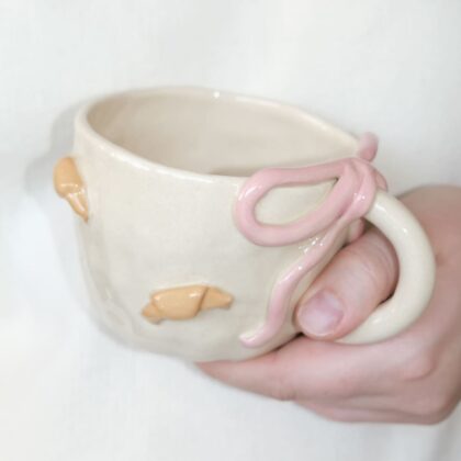 Kubek z Kokardką i Croissantami