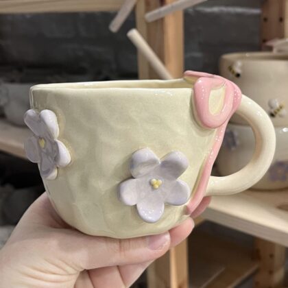 OUTLET! Kubek w Kwiatki z Kokardką