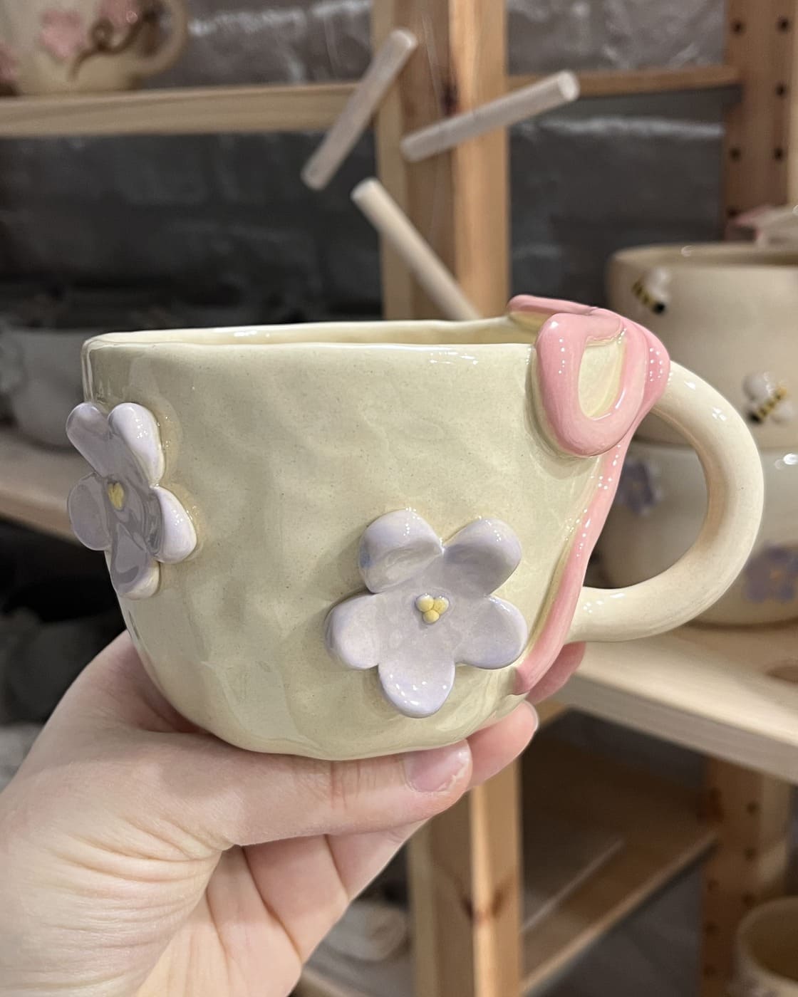 OUTLET! Kubek w Kwiatki z Kokardką