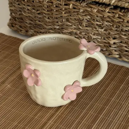 Kubek w Różowe Kwiatki "Good Morning"