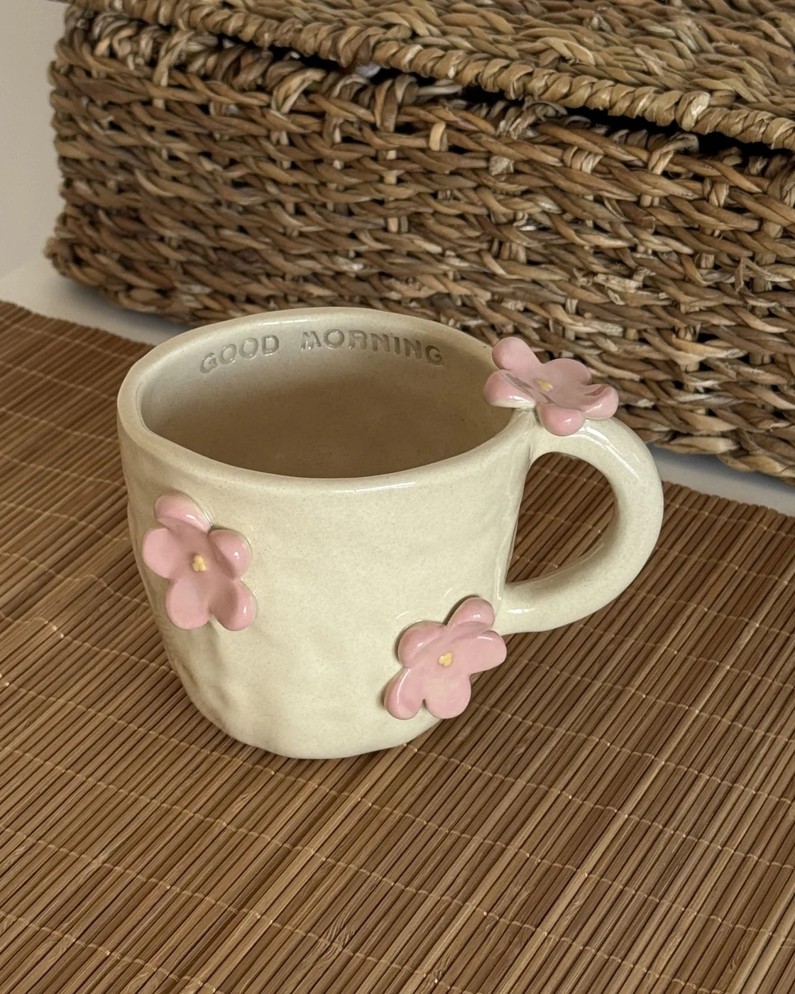 Kubek w Różowe Kwiatki "Good Morning"