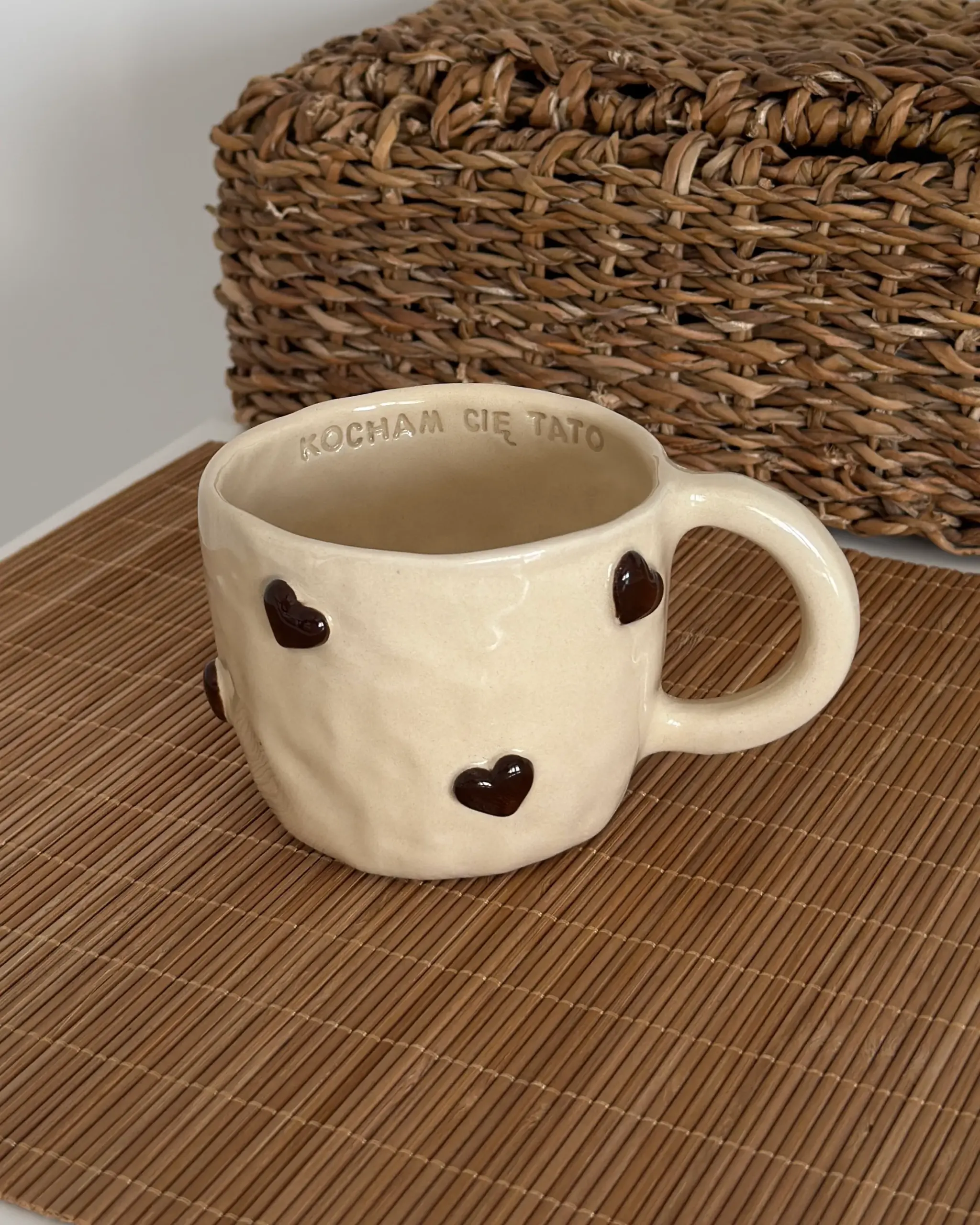 OUTLET! Kubek w Serca "Kocham Cię Tato" - pęknięcie przy uchwycie
